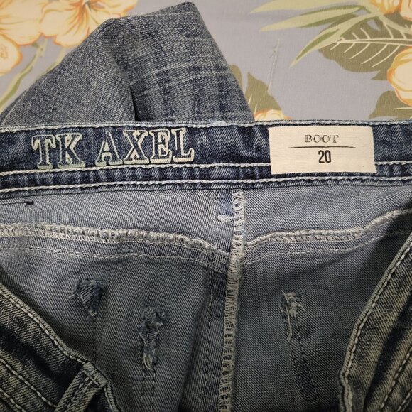 TK Axel Brand Stretch Bootcut Denim Jeans Distressed Youth Size 20 - Picture 8 of 9